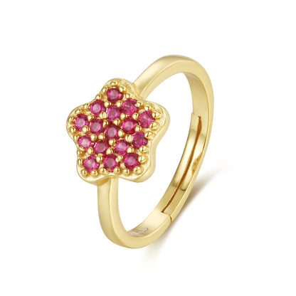 Sterling Silver Gold Plated Children's CZ Flower Ring