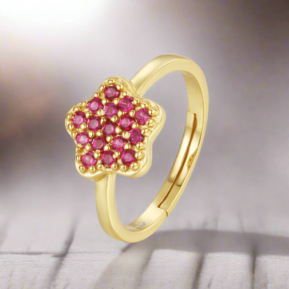 Sterling Silver Gold Plated Children's CZ Flower Ring