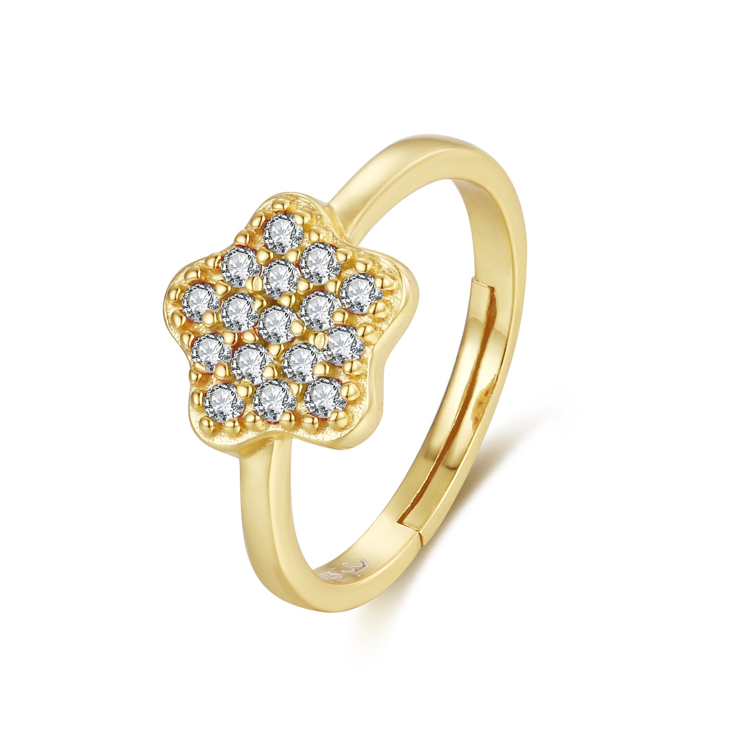 Sterling Silver Gold Plated Children's CZ Flower Ring