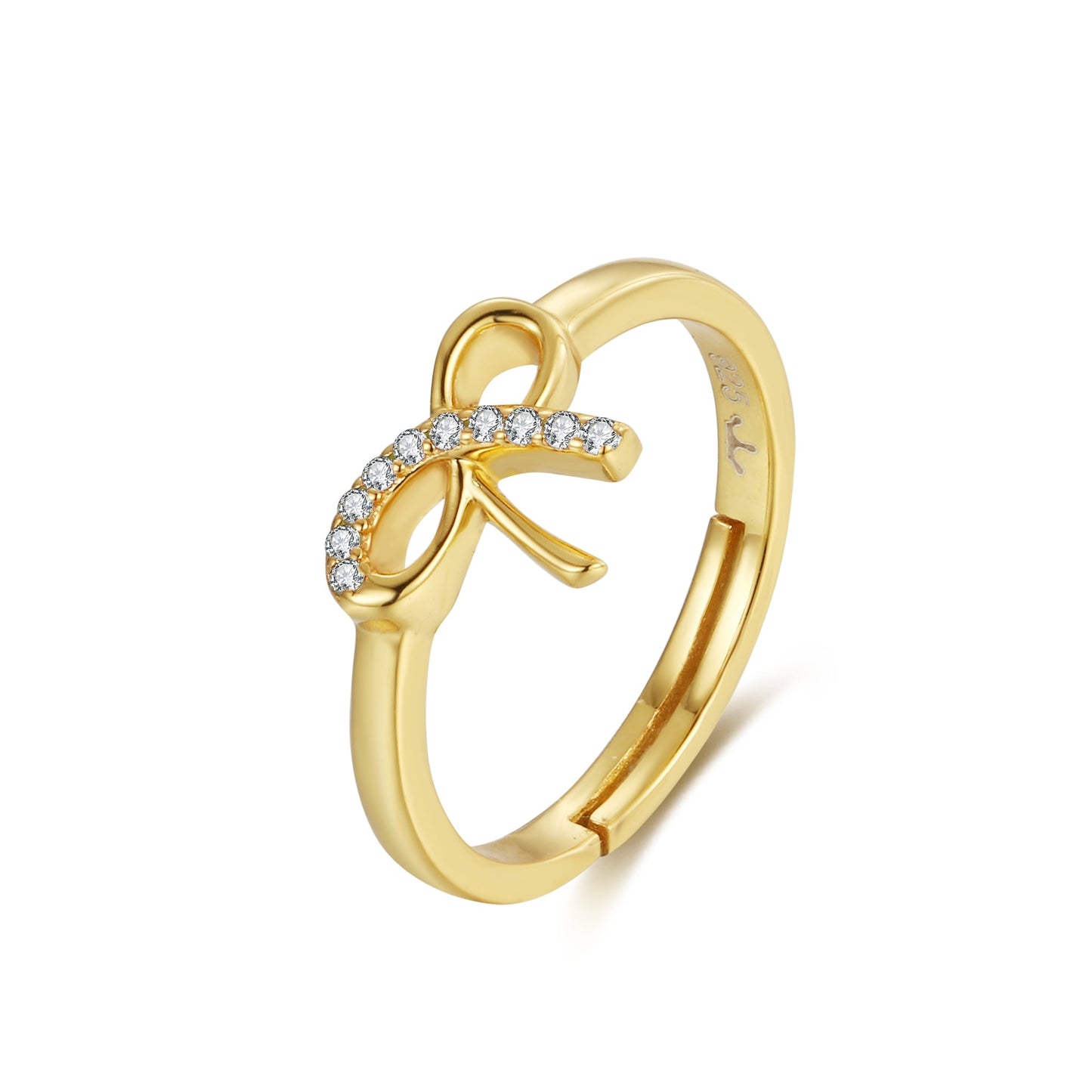 Sterling Silver Gold Plated Children's CZ Bowknot Ring