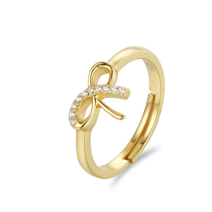 Sterling Silver Gold Plated Children's CZ Bowknot Ring