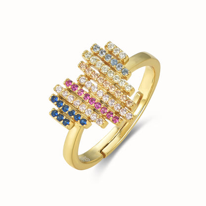 Sterling Silver Gold-Plated Multicolor Striped Heart Ring