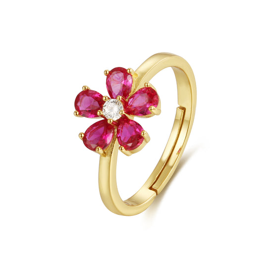 Sterling Silver Gold Plated Children's Five Petal CZ Flower Ring