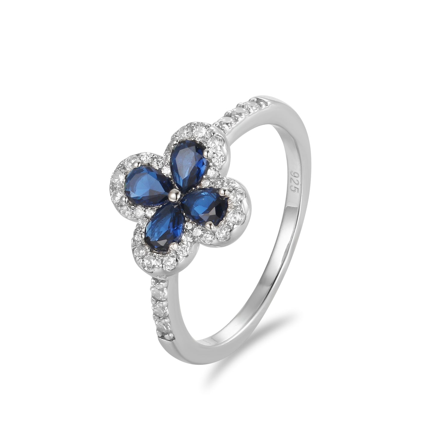 Sterling Silver Colored CZ Flower Ring