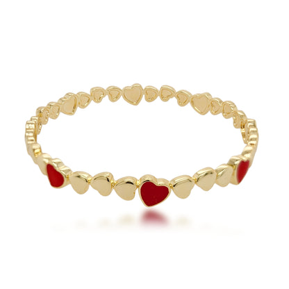 Gold Plated Enamel Hearts Children's Bangle