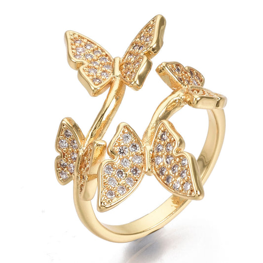 Gold Plated Butterflies and CZ Ring