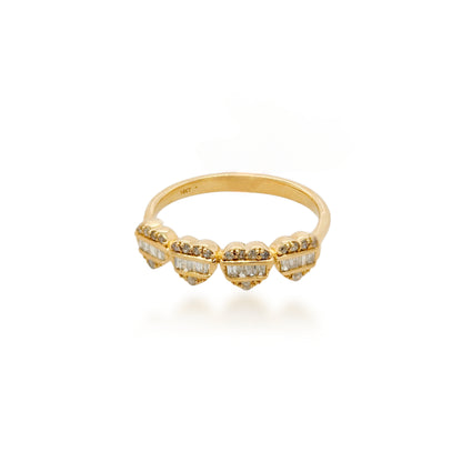 14K Gold Four Hearts Diamond Ring