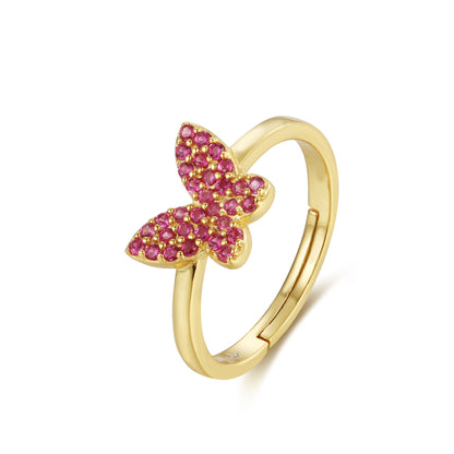 Sterling Silver Gold Plated Children's CZ Butterfly Ring