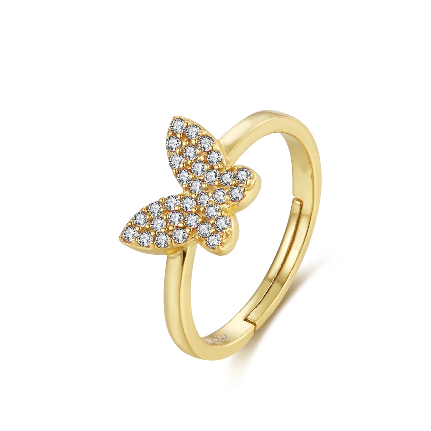 Sterling Silver Gold Plated Children's CZ Butterfly Ring