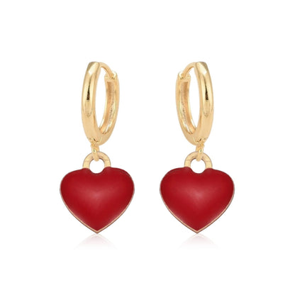 Surgical Steel Gold Plated Enamel Heart Earring