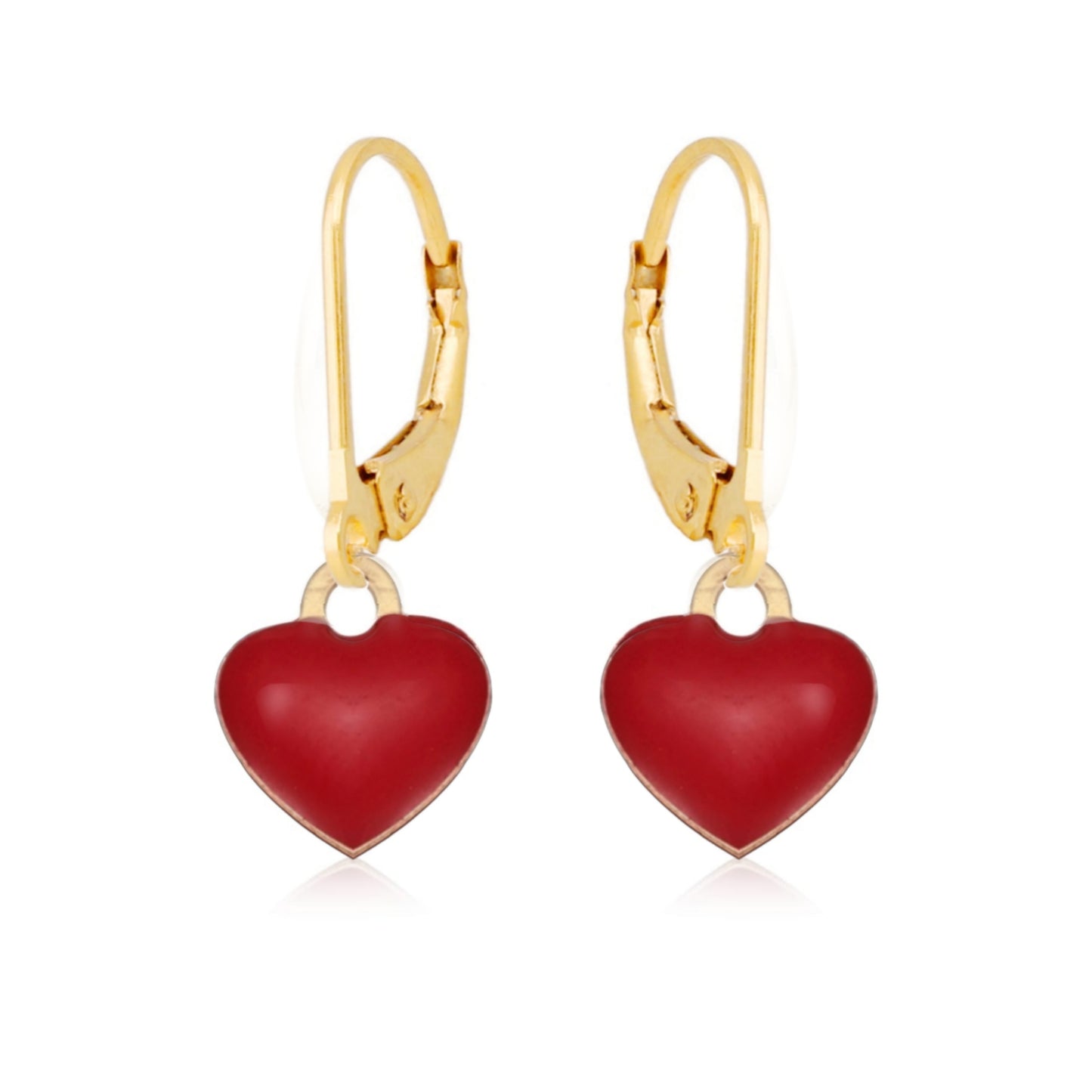 Surgical Steel Gold Plated Enamel Heart Earring