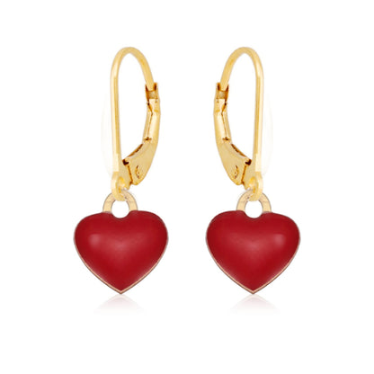 Surgical Steel Gold Plated Enamel Heart Earring