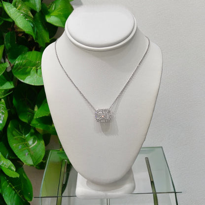 14K Radiant Halo CVD Lab Grown Diamond Necklace