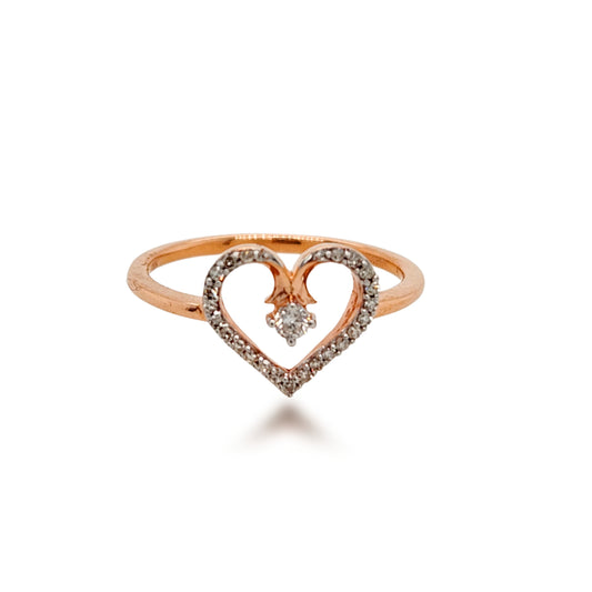 10K Rose Gold Diamond Heart Ring