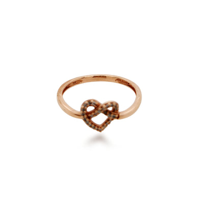 10K Rose Gold Small Diamond Heart Ring