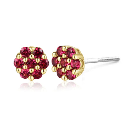 Surgical Steel Small 5mm Colored CZ Flower Stud Earrings