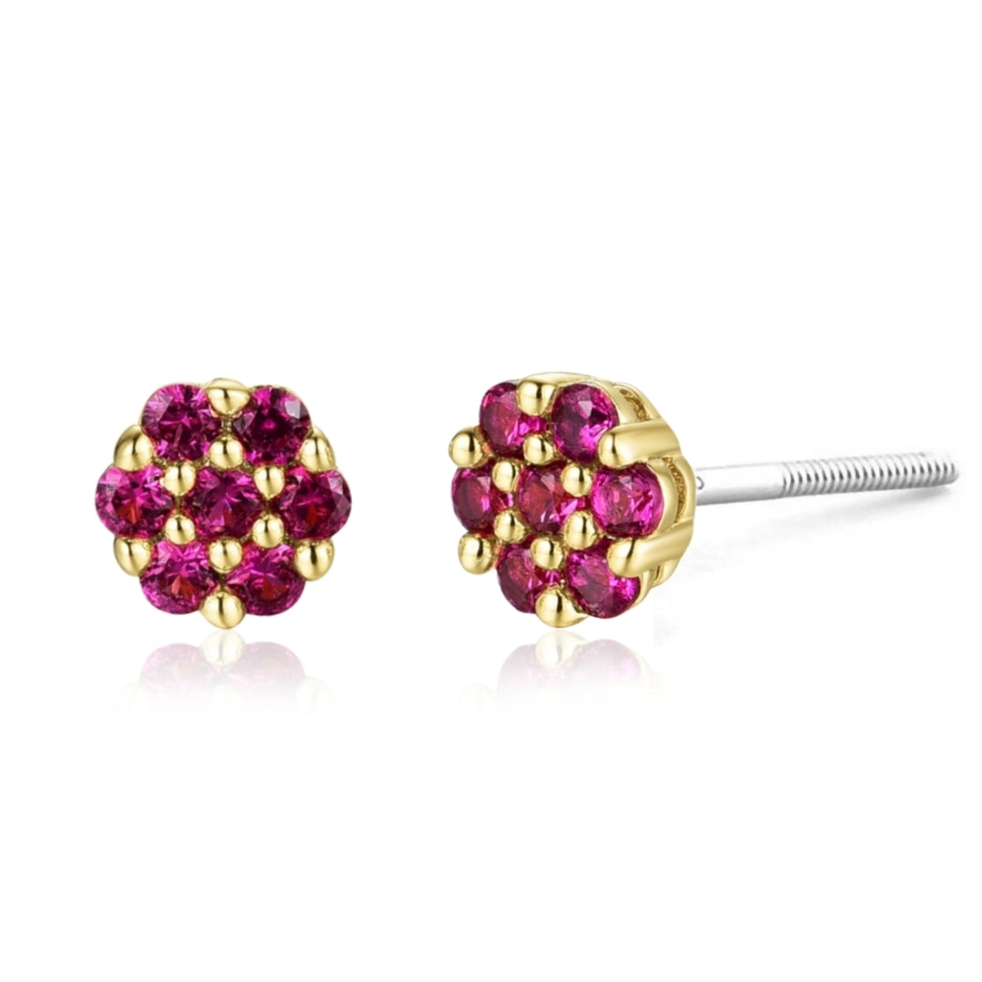 Surgical Steel Small 5mm Colored CZ Flower Stud Earrings