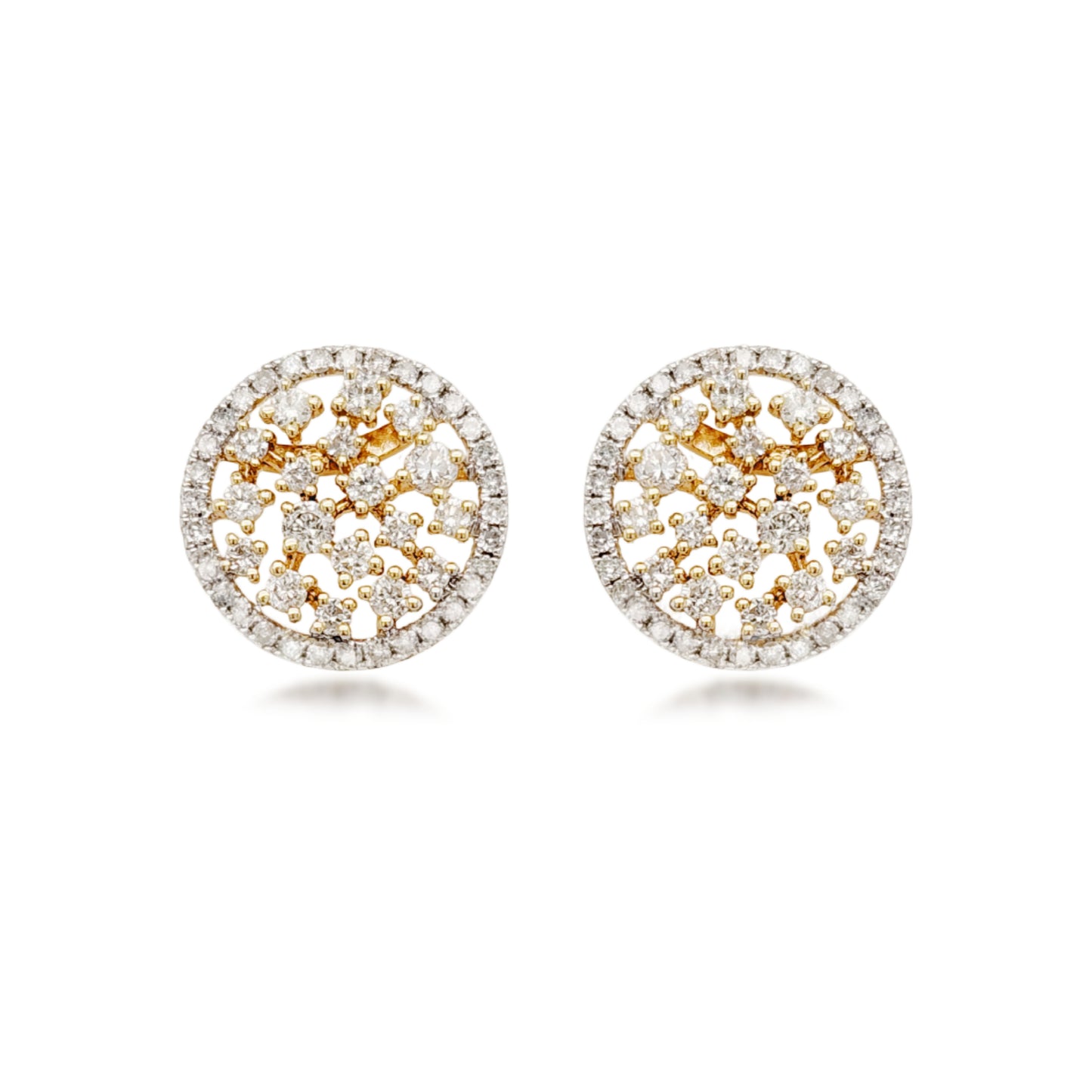 14K Gold Sprinkled Diamond Circle Stud Earrings