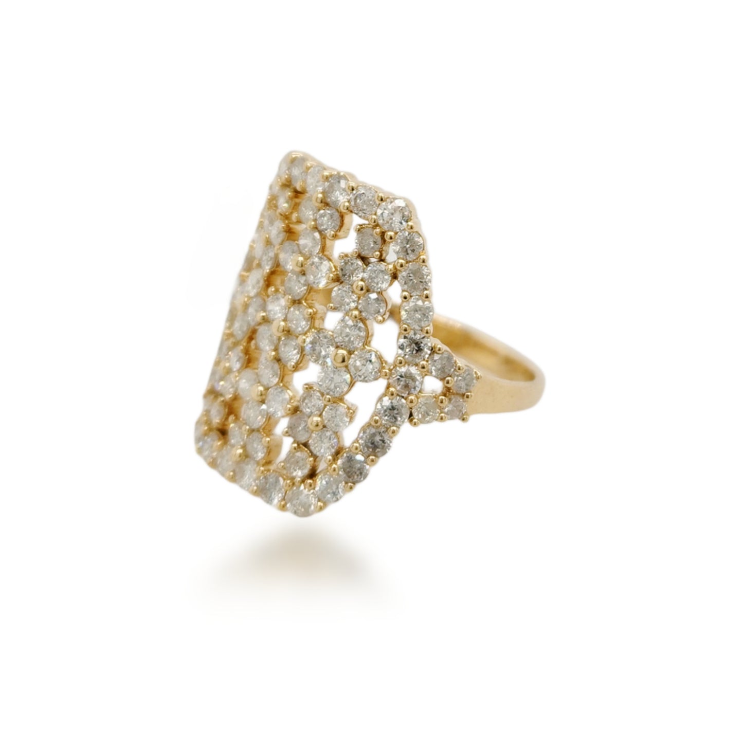 14K Gold Rounded Rectangle Diamond Ring