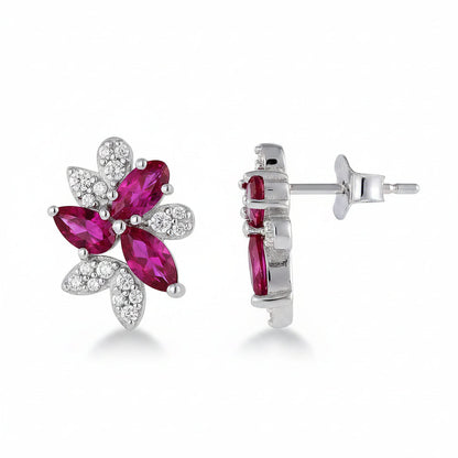 Marquise Flower Cluster Stud Earrings