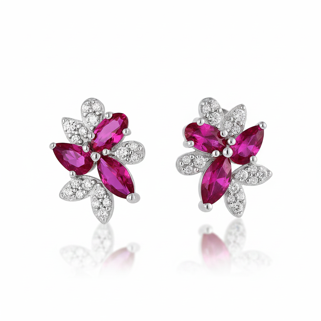 Marquise Flower Cluster Stud Earrings