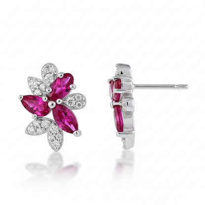 Marquise Flower Cluster Stud Earrings