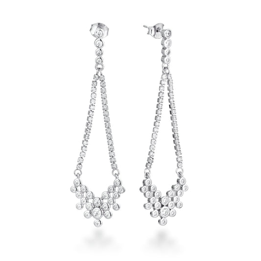 Sterling Silver Dangling Cluster Earring