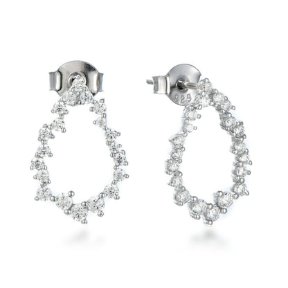Sterling Silver Small Sprinkled CZ Teardrop Earrings on Post