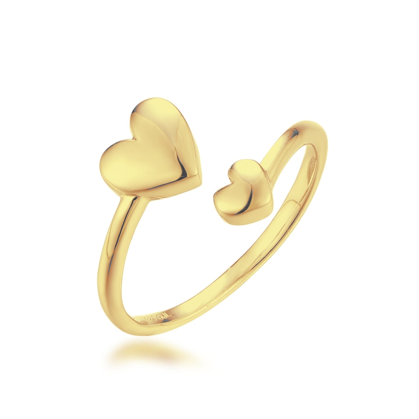 Gold Plated Sterling Silver Double Heart Ring