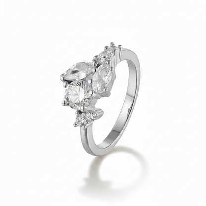 Mixed Cut CZ Cluster Ring