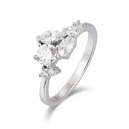Mixed Cut CZ Cluster Ring
