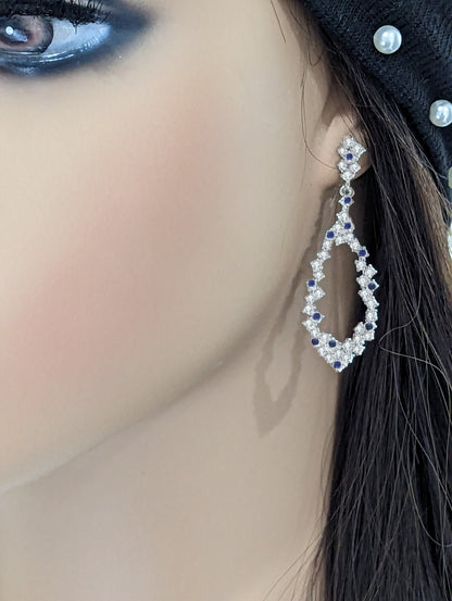 Sterling Silver Sprinkled CZ Teardrop Earring