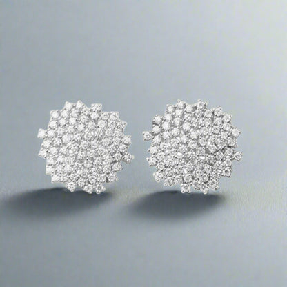 Sterling Silver Sprinkled CZ Round Earring