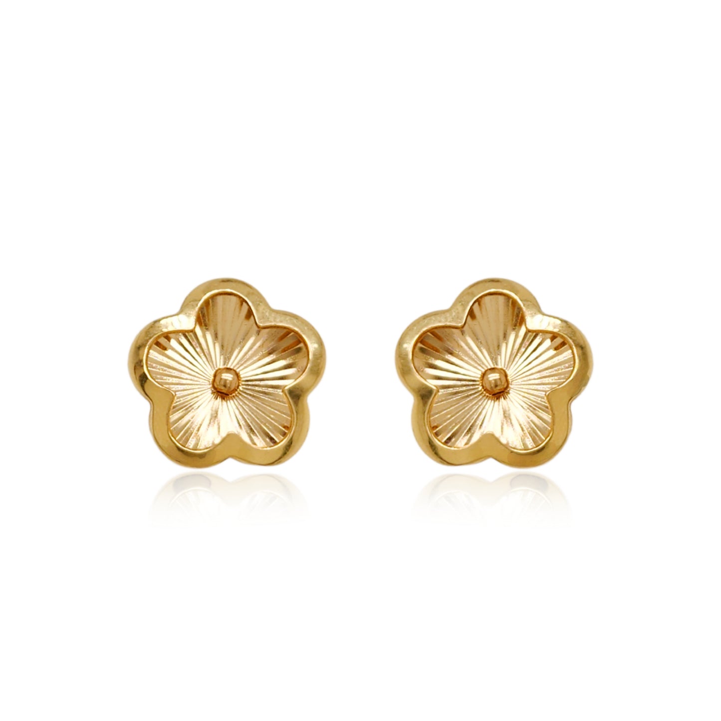 14k Gold Sunburst Flower Stud Earrings