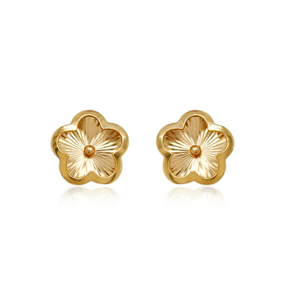 14k Gold Sunburst Flower Stud Earrings