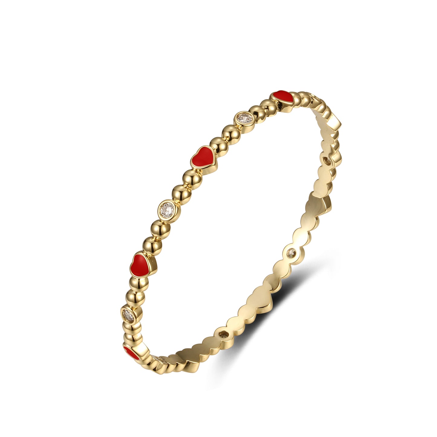 Gold Plated Enamel Balls and Hearts Children's Bangle