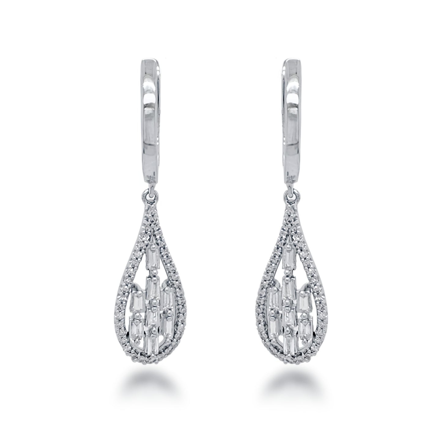 10K Gold Diamond Teardrop Hanging Earrings