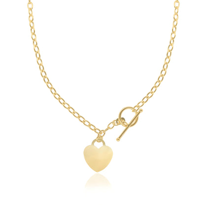 14K Gold Hanging Heart Toggle Necklace