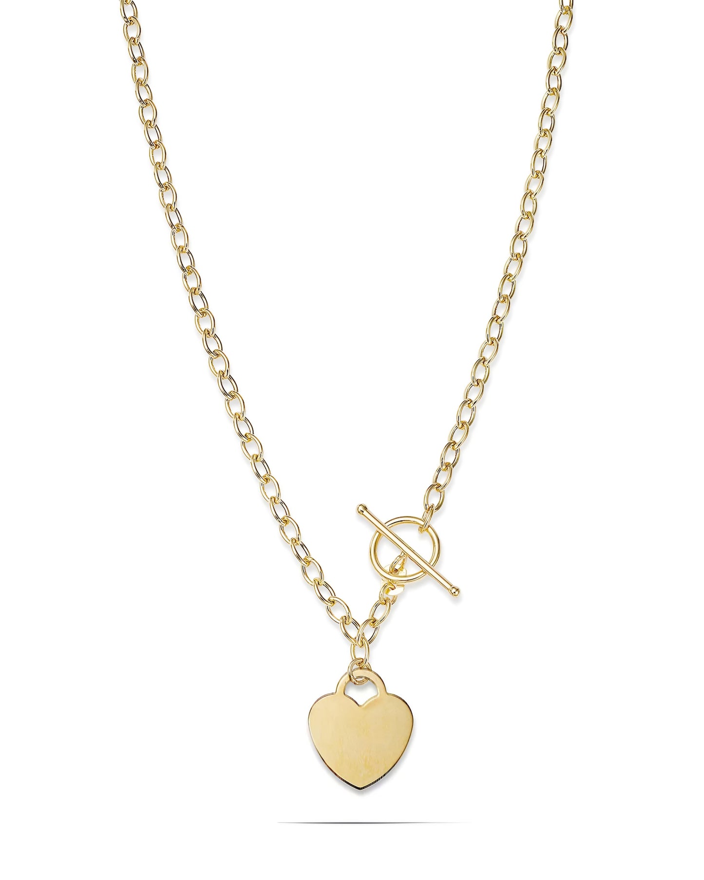 14K Gold Hanging Heart Toggle Necklace