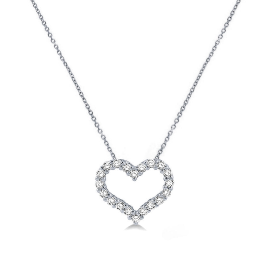 14k Gold Lab Grown Diamond Open Heart Necklace