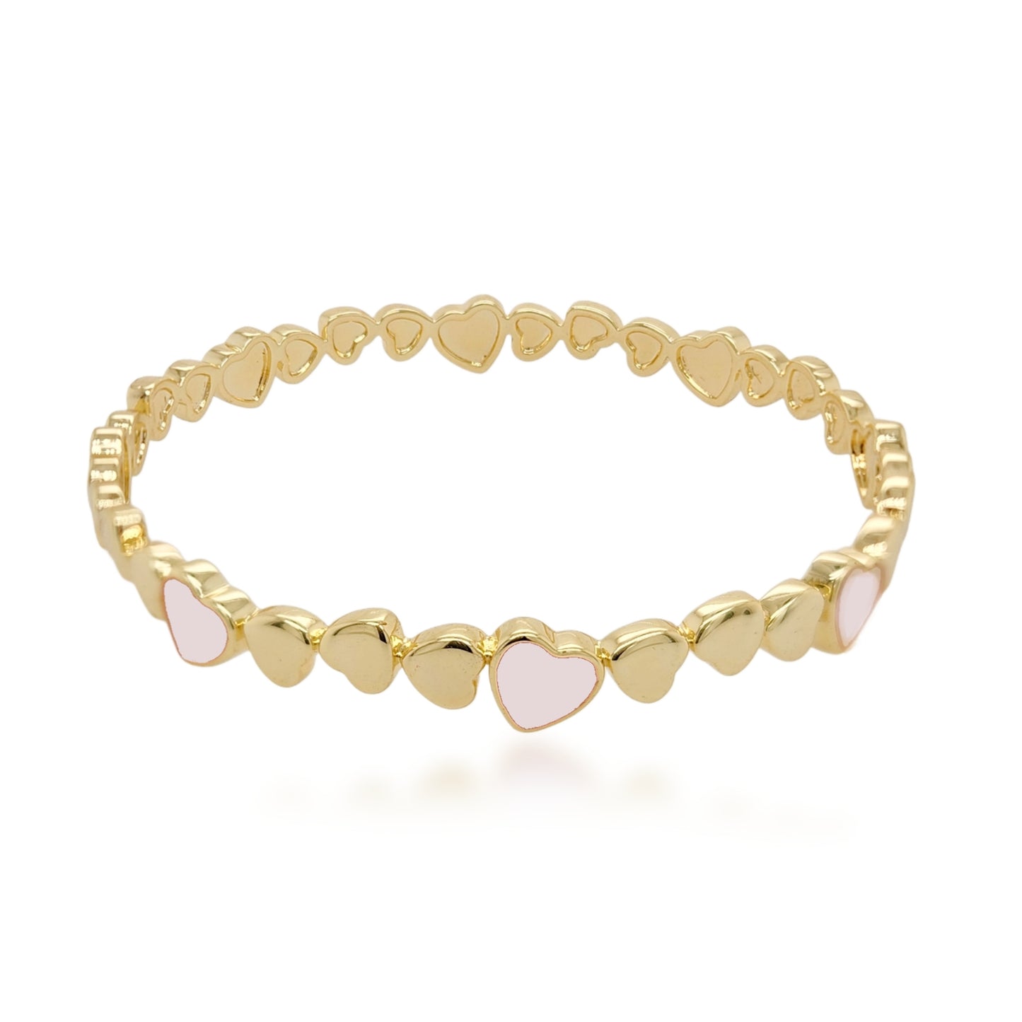 Gold Plated Enamel Hearts Children's Bangle