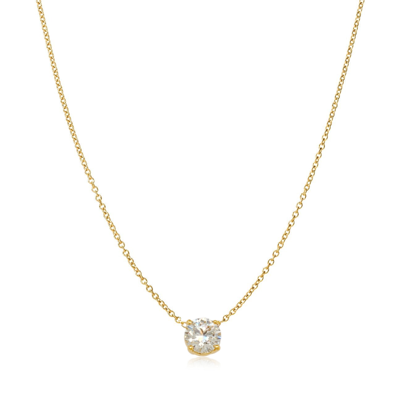 14k Gold Top Quality 1ct. Lab Grown Diamond Solitaire Necklace