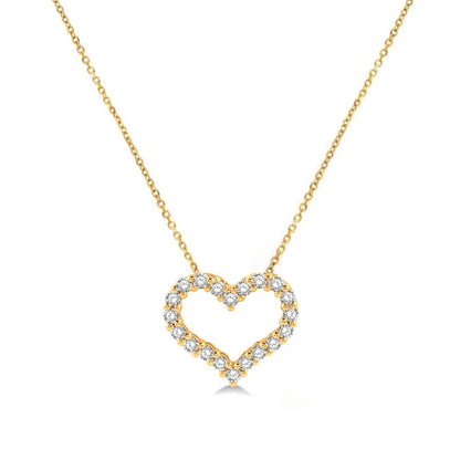 14k Gold Lab Grown Diamond Open Heart Necklace