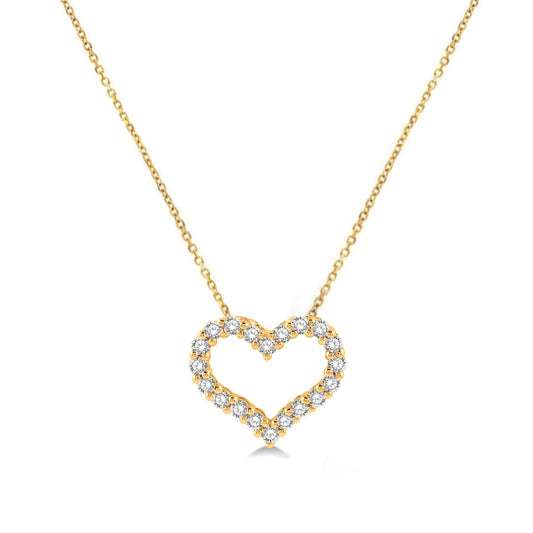 14k Gold Lab Grown Diamond Open Heart Necklace