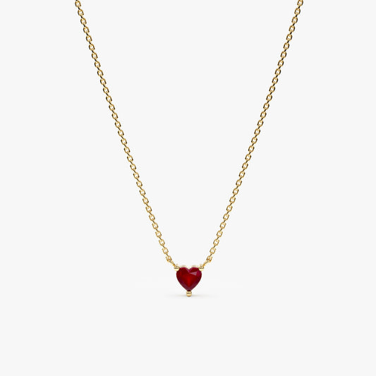14K Lab Created Ruby Heart Necklace