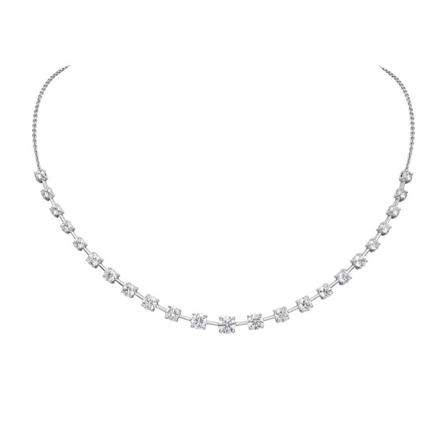 14K 23 Stone Lab Grown Diamond Graduated Tennis Separation Necklace