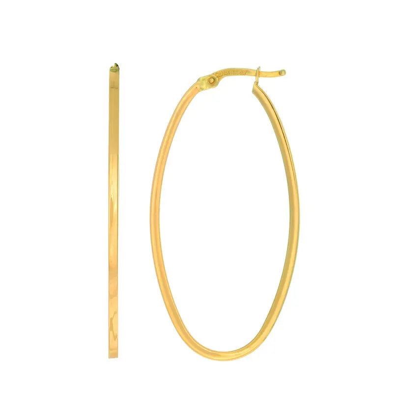 14K Gold Oval Hoop