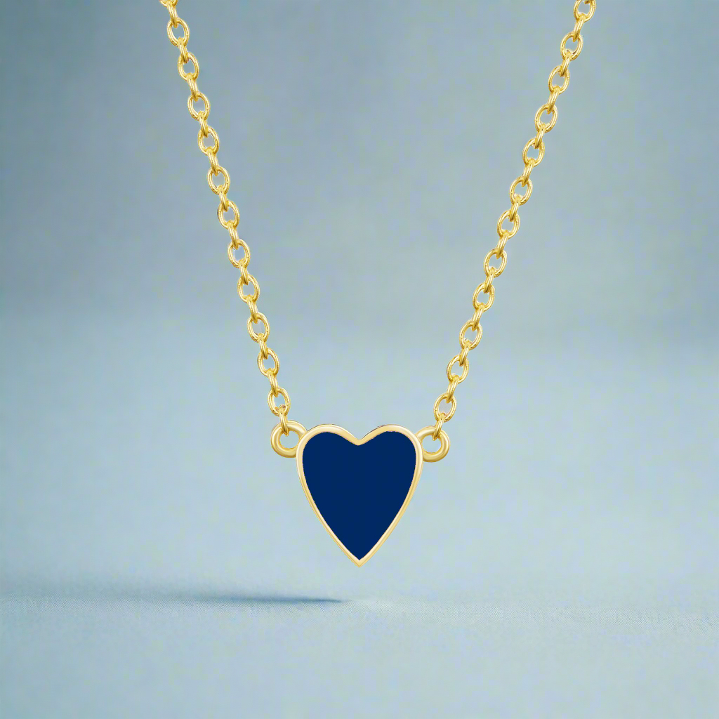 Sterling Silver Gold Plated Enamel Heart Necklace