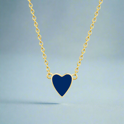 Sterling Silver Gold Plated Enamel Heart Necklace