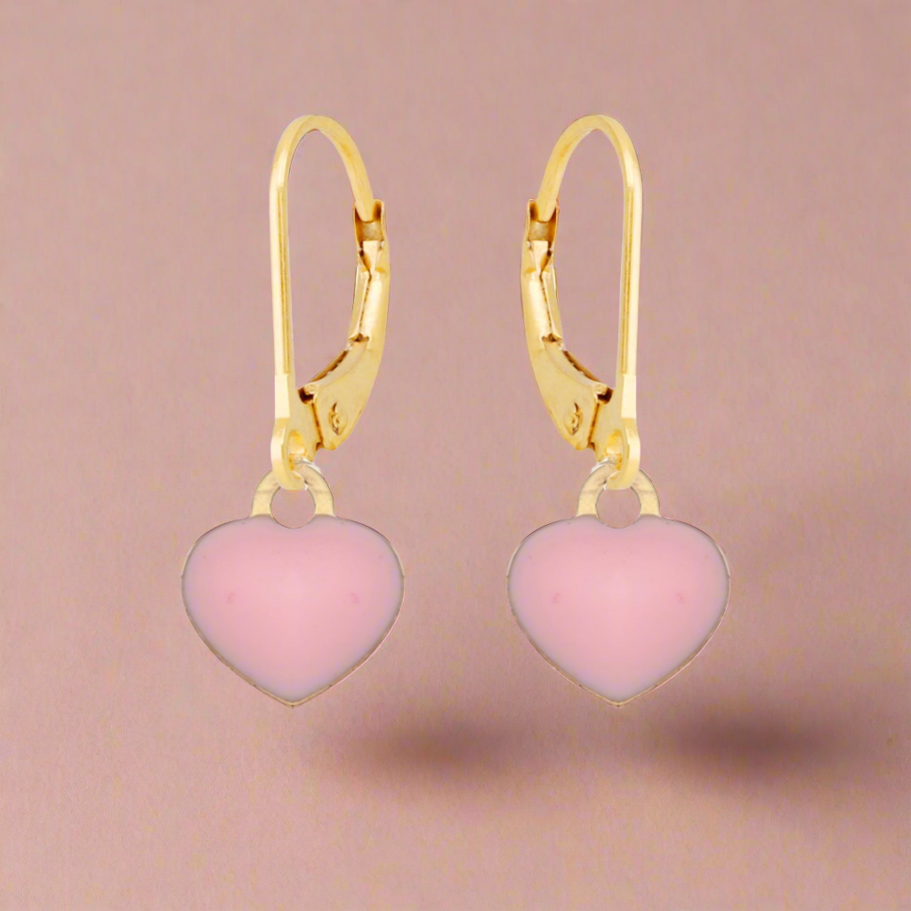 Surgical Steel Gold Plated Enamel Heart Earring